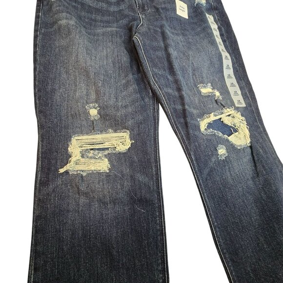 Old Navy Jeans Size 18 Distressed Power Slim Straight High Rise Ankle NWT JJ3846 - Picture 8 of 10